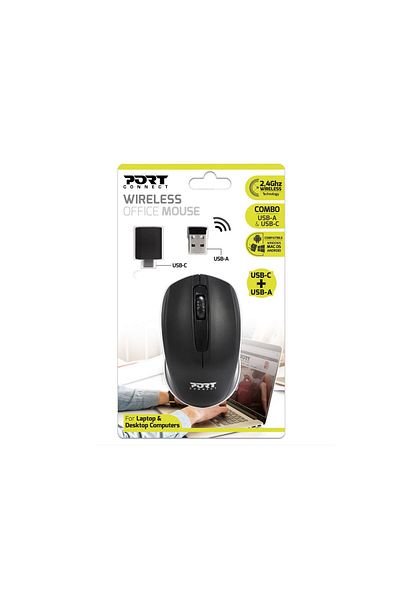 PORT DESIGNS Mouse Wireless Port Designs OFFICE, 3 butoane,1000DPI, Negru/Verde