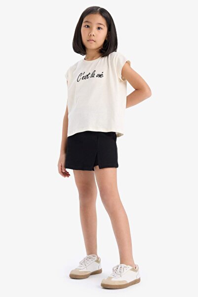 DeFacto Girl's 2-Piece Set Printed Sleeveless T-Shirt Shorts Skirt E1260A825Sm