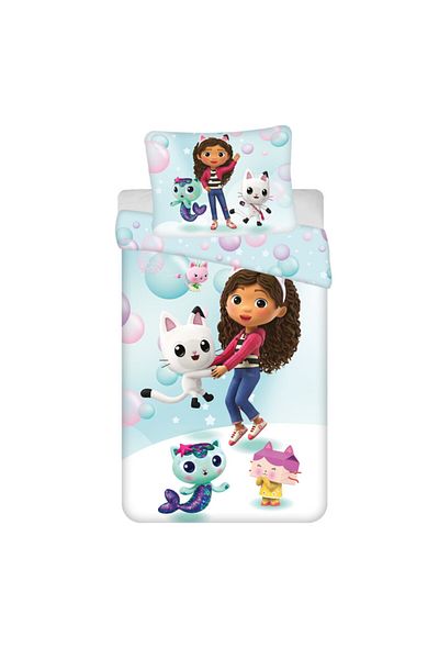 Gabby's Dollhouse Set lenjerie de pat, Husa pilota, 140x200 cm, husa perna, 70x90 cm, Multicolor, Gabby's Dollhouse