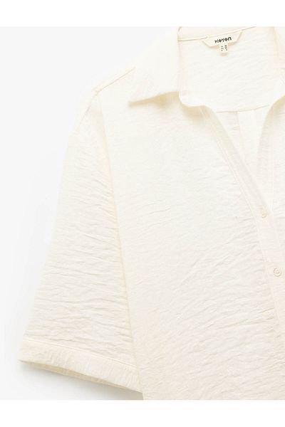 Koton Classic Collar Elbow Length Short Sleeve Oversize Shirt