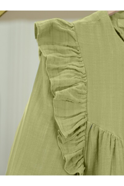 HİJABAYA Önü Fırfır Detaylı Kolu Lastikli Tunik