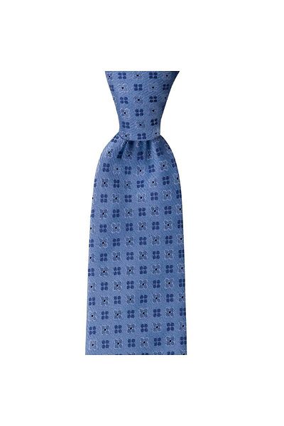 1001 Kravat Floral Patterned Blue Colored 8 cm Wide Tie