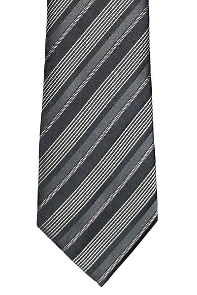1001 Kravat Gray Striped Classic Tie