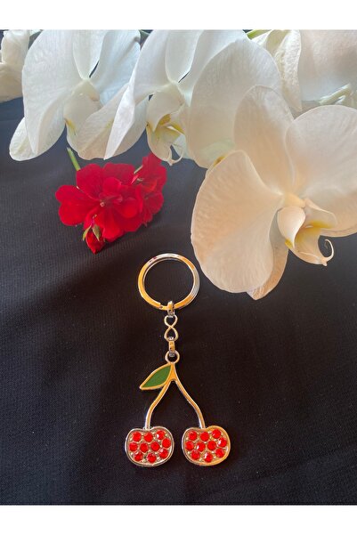 Bellinzona Zirconium Stone Cherry Model Keychain-Charm-Bag Accessory [Gold-Si...