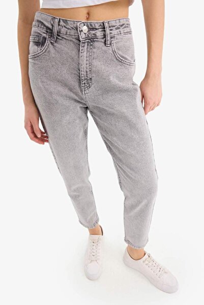 DeFacto Lina Comfort Mom Pantaloni de spălat cu zăpadă cu talie normală, cu p...