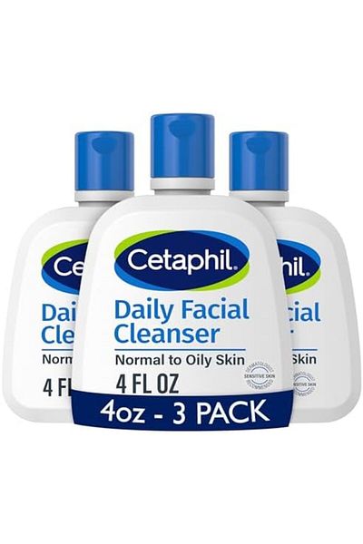 Cetaphil Face Wash, Daily Facial Cleanser for Sensitive, Combination to Oily Skin, 4 Oz 3 Pack, Gent