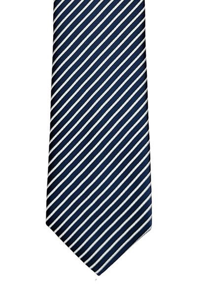 1001 Kravat 7 cm Wide Navy Blue White Striped Thin Tie