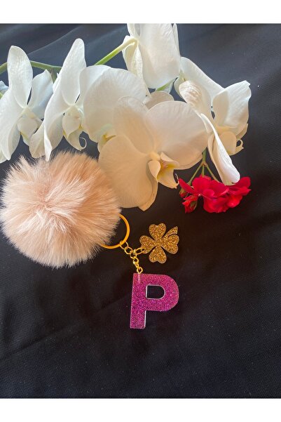 Bellinzona Breloc cu litera P, cu sclipici mov, accesoriu pentru geantă [cu o...