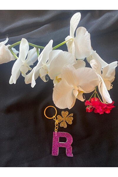 Bellinzona Breloc cu litera R, mov, cu sclipici - Accesoriu pentru geantă [Cu...