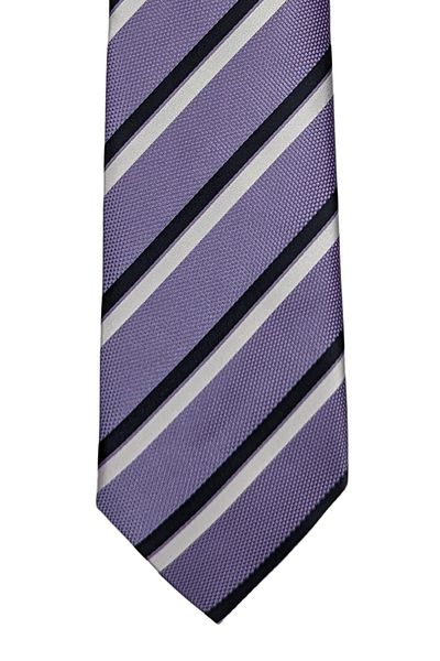 1001 Kravat Italy Production - Purple and Black Striped Tie, 8 cm Width and 145 cm Length