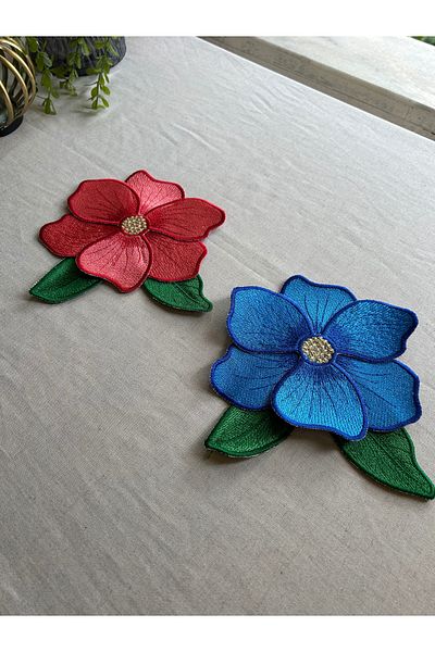 vanilya accessory Red-Blue 2 Magnolia Cocktail Napkins