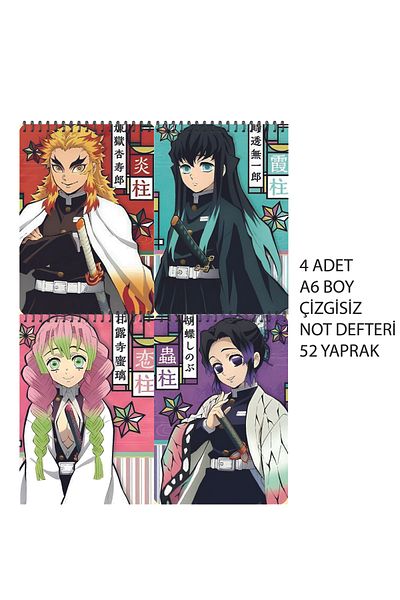 nihonwosekai Demon Slayer Anime A6 Size Notebook Set Unlined 52 Sheets