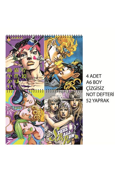 nihonwosekai Jojo Anime A6 Boy Notebook Set Unlined 52 Sheets