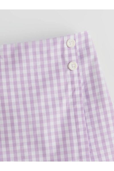 LC Waikiki Lcw Kids Lilac Elastic Waist Plaid Girls Shorts Skirt