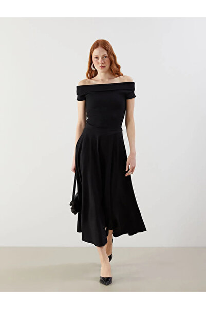 LC Waikiki Lcw Vision Black Waist Zippered Pleated Skirt