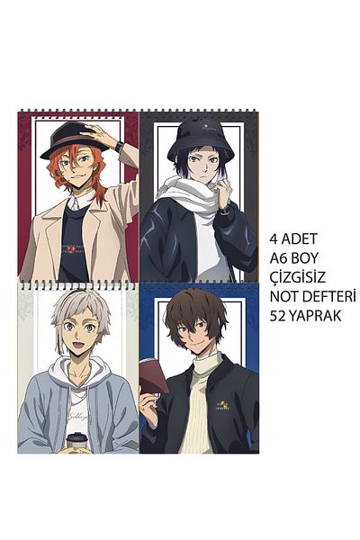nihonwosekai Bungou Stray Dogs Anime A6 Size Notebook Set Unlined 52 Sheets