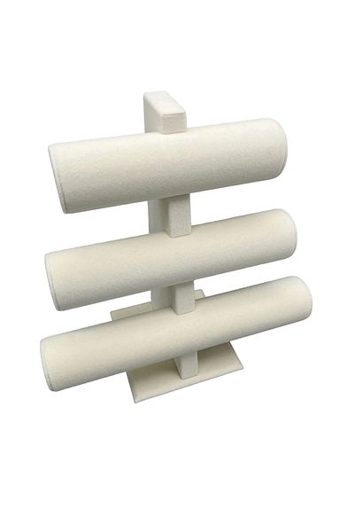 MeGass Dekor Domestic Production Suede Fabric Cream Color Triple Stage 30/26 cm Bracelet-Watch Display Stand
