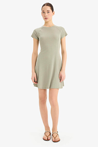 DeFacto Rochie verde pentru femei cu maneca scurta E8134AX/GN497