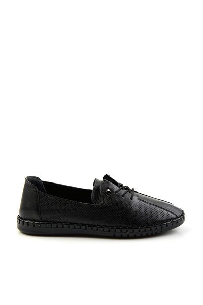 Bambi Black Leather Women's Casual Shoes K01028130503