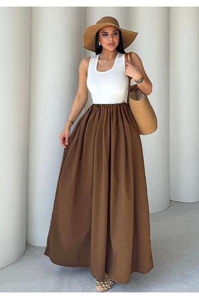 Bak'ap Trend Parachute Fabric Διπλό Χρώμα Μηδενικό Μακρύ Φόρεμα με Τσέπες