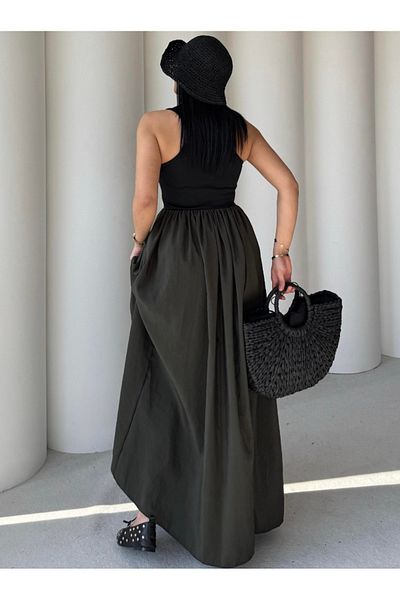 Bak'ap Rochie de buzunar lungă cu mânecă zero din țesătură parașută Trend