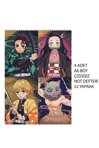 nihonwosekai Demon Slayer Anime A6 Size Notebook Set Unlined 52 Sheets