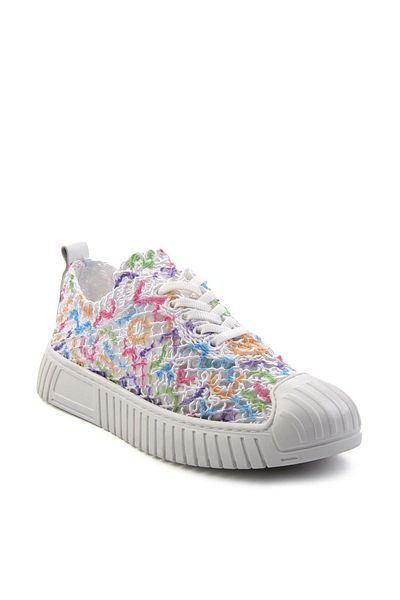 Bambi White Multicolor Leather Women's Sneaker K 01331175016