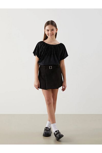 LC Waikiki Lcw Kids Black Elastic Waist Girls' Shorts Skirt