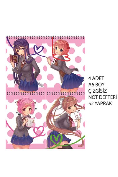 nihonwosekai Doki Doki Anime A6 Size Notebook Set Unlined 52 Sheets