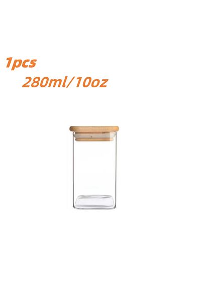 Choice 1 pc 1/2/4/8pcs, 10oz Glass Jars With Airtight Lids, Candy Jars, Food Storage Containers With Bamboo