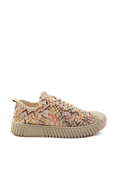 Bambi Bej Çok Renkli Hakiki Deri Kadın Sneaker K01331175016