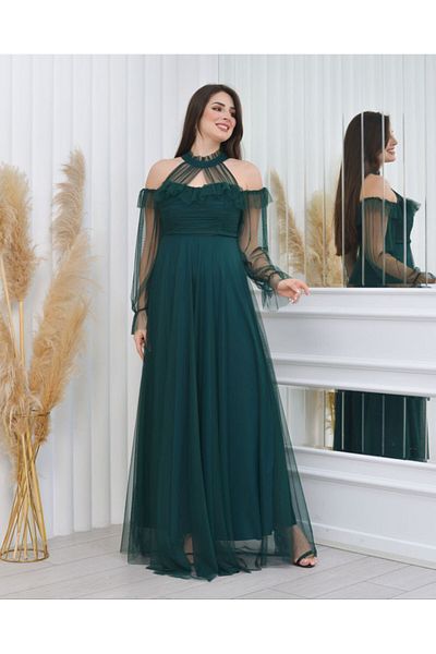 rotop Rochie din tulle, Aliona, eleganta, culoare verde, Marime 42