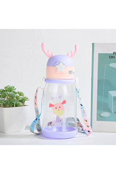 Choice 1pc Purple 600ml 1pc 600ml Kids Water Sippy Cup Antler Creative Cartoon Baby Cups with Straws Leakpr