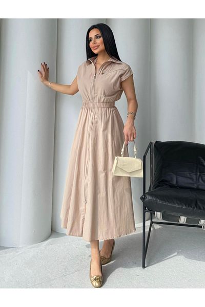 Bak'ap Rochie cu mânecă zero, cu design la tendință, cu fermoar elastic în talie