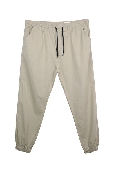tambattal Large Size Lace-Up Jogger Pants Stone