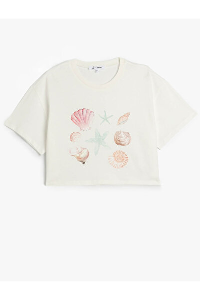 Koton Tricou crop cu mânecă scurtă cu imprimeu scoici