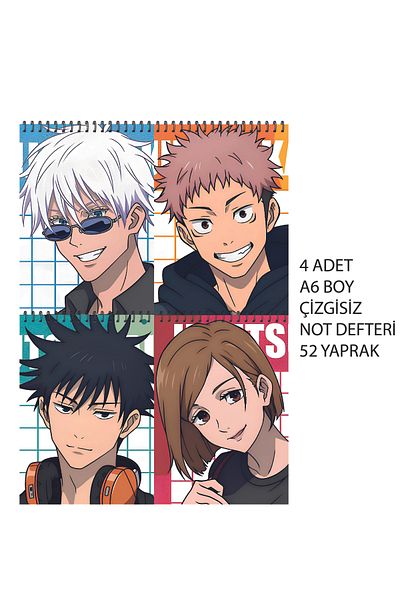nihonwosekai Set caiet Jujutsu Kaisen Anime A6 dimensiune 52 coli neîneciate