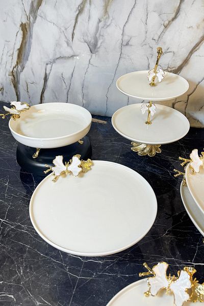 MAY HOME 7 Piece Wb Porcelain Tableware Presentation Set & Dinner Plate Salad Bowl Cookie Bowl Oval Appetizer Plate