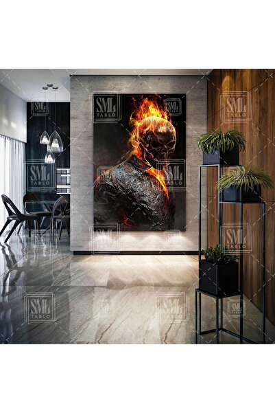 SML TABLO Hayalet Sürücü Ghost Rider Nicolas Cage Film Sinema Dekor Dikey Kan...