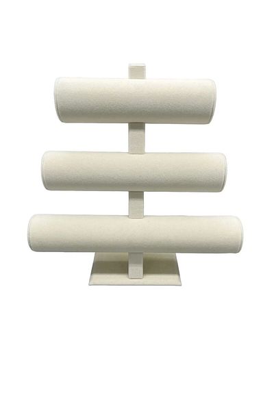 MeGass Dekor Domestic Production Suede Fabric Cream Color Triple Stage 30/26 cm Bracelet-Watch Display Stand