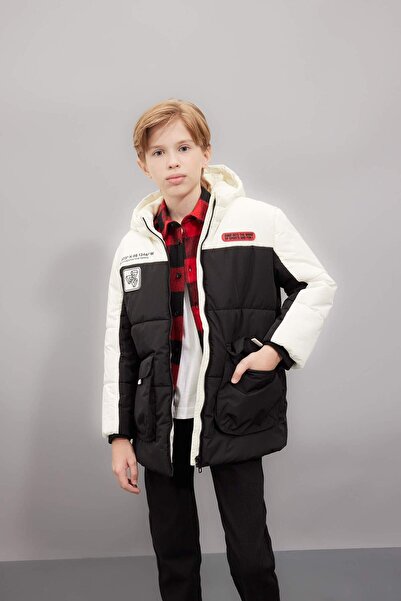 DeFacto Black - White Boy's Coat C9036A8/Bk27