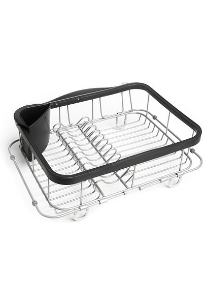 LUXE Multi-Use Dish Rack Black Sinkin Multi-Functional Dish Stand Black/Nickel, Metal, Large Lxshp 1