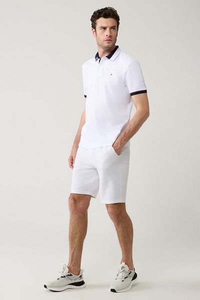 Avva Weiße Herren-Shorts mit elastischem Bund und Schnürung aus Baumwollmischung, flexibel 003404