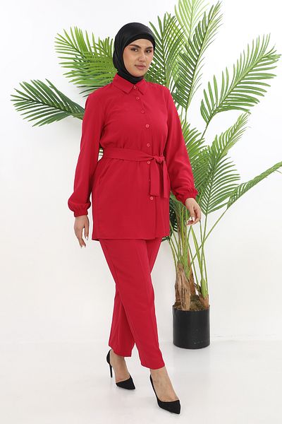 TUNİK Women's Fuchsia Pants Double Tunic Suit