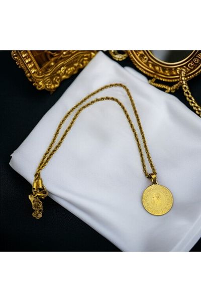Meyra Accessories Steel Necklace Gold Appearance Luxury Non Tarnish Stainless Gold Steel Necklace