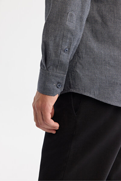 Avva Erkek Lacivert Düğmeli Yaka %100 Pamuk Flanel Slim Fit Gömlek A42Y2002