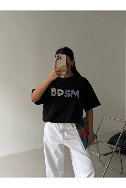 vuvutasarım Велосипедний комір, спинка і передня частина з принтом, оверсайз ...