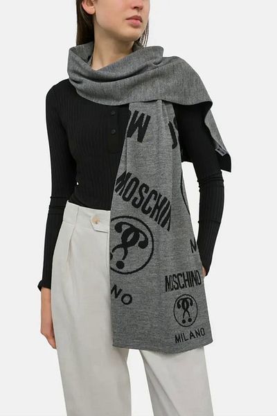 Moschino Wool blend scarf with contrasting logo pattern