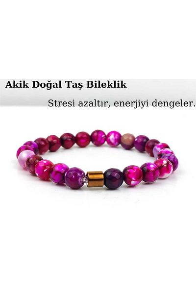 Lio20 Agate Natural Stone Bracelet Pink Unisex Accessory Bijouterie Gift Bracelet