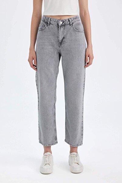 DeFacto Straight Fit High Waist Ankle Length Jeans Washable Pants D8104Ax24Au